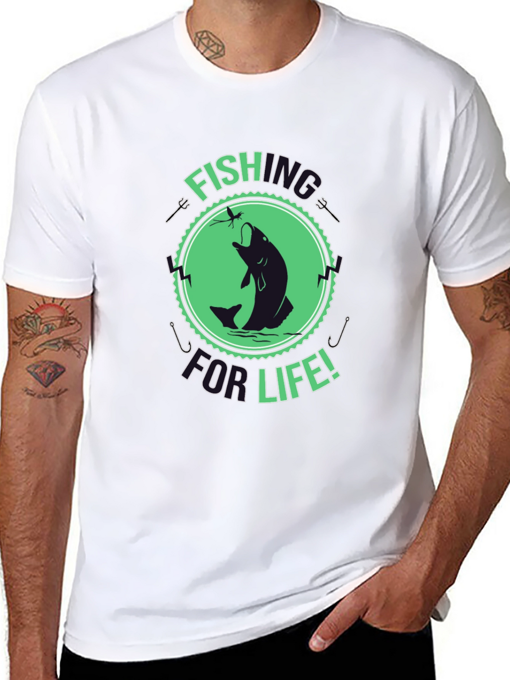 Fishing For Life Graphic T-Shirt - Black