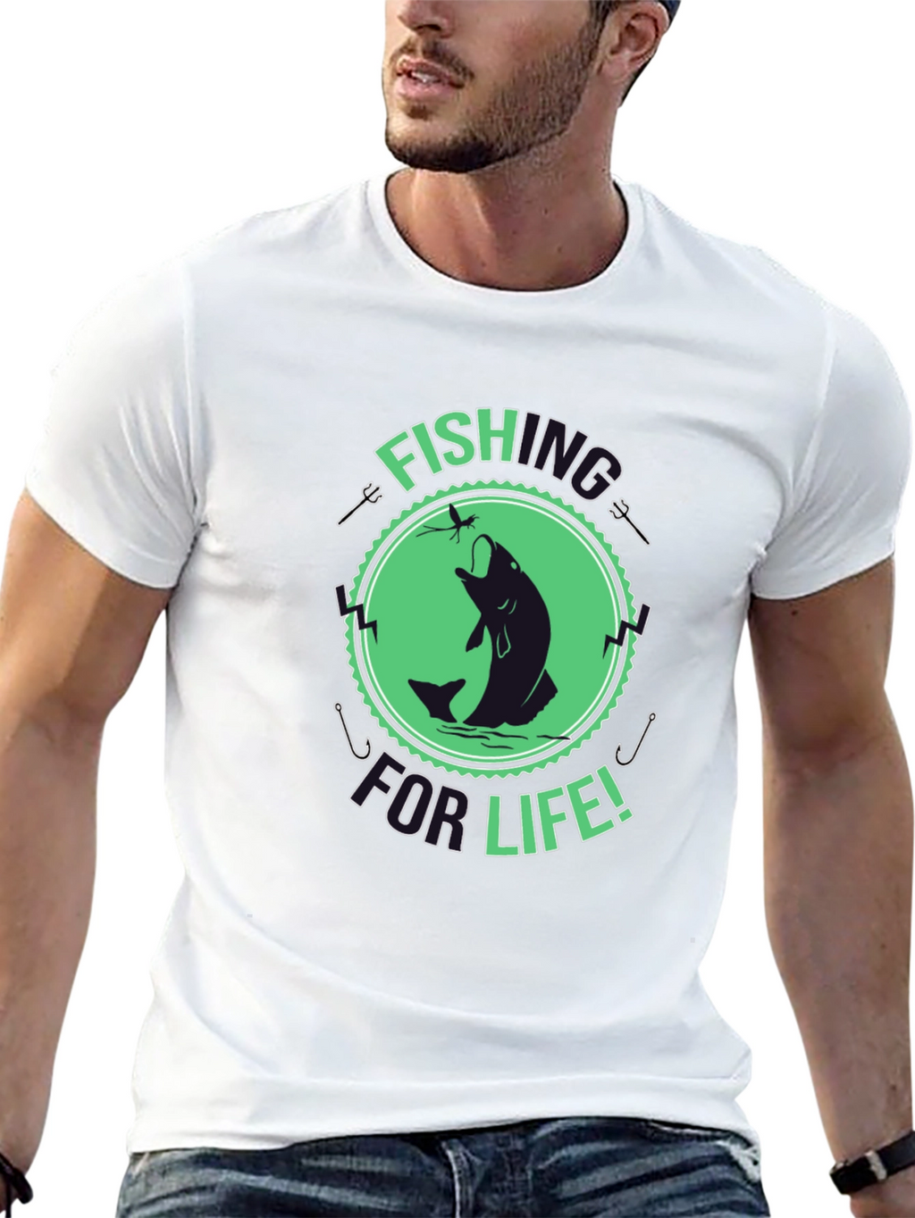 Fishing For Life Graphic T-Shirt - Black