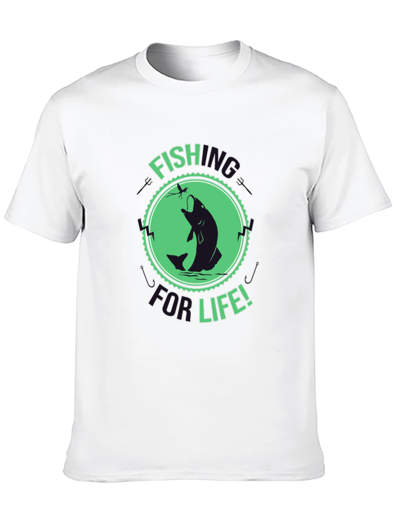 Fishing For Life Graphic T-Shirt - Black