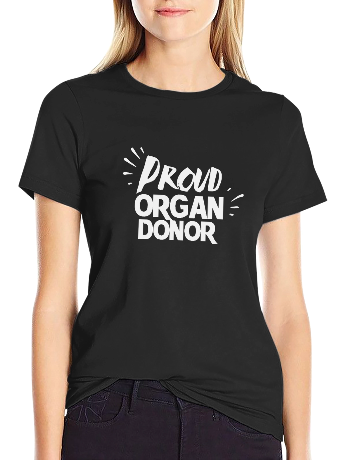 Proud Organ Donor Black Cotton T-Shirt