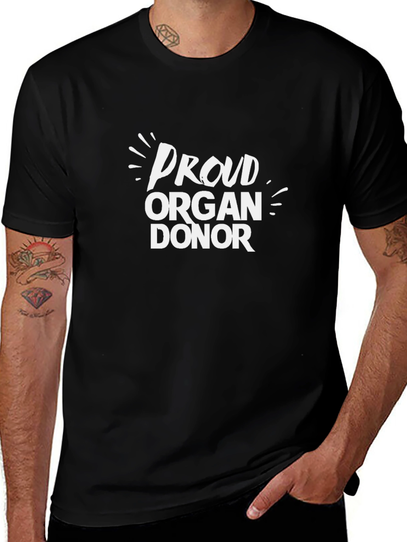 Proud Organ Donor Black Cotton T-Shirt