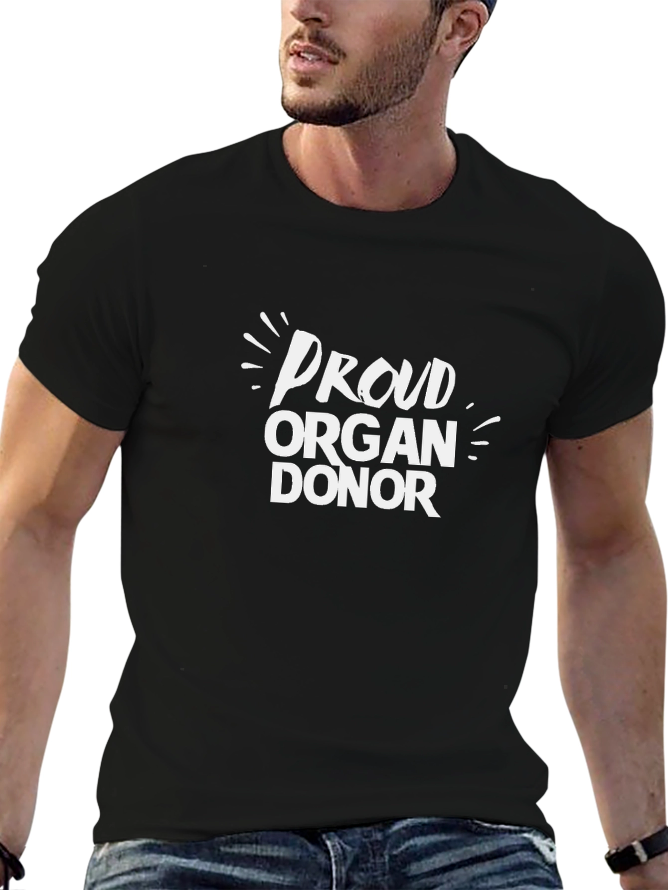 Proud Organ Donor Black Cotton T-Shirt