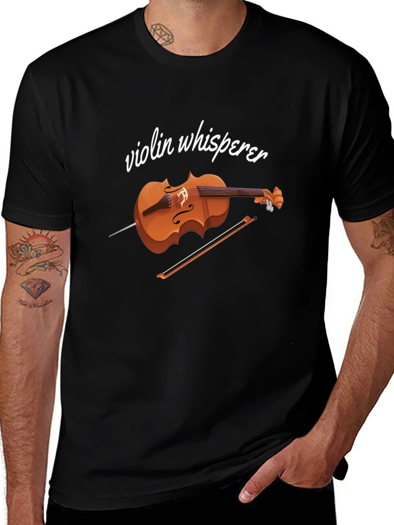 Violin Whisperer Black Graphic Tee Shirt