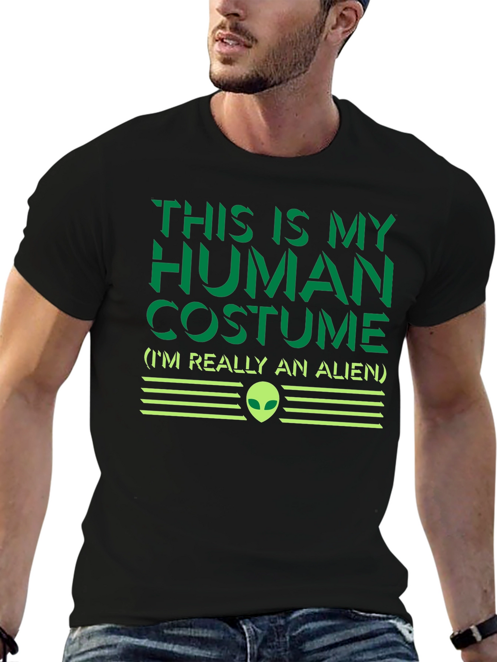 Human Costume Alien T-Shirt - Funny Sci-Fi Graphic Tee