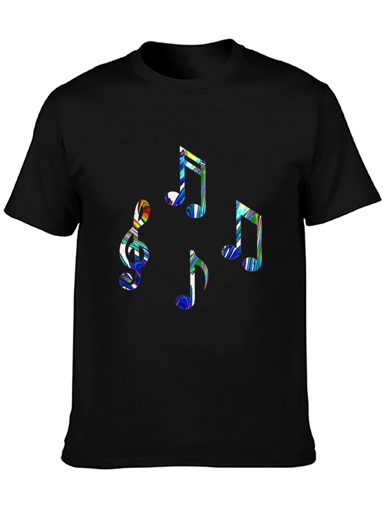 Music Notes Graphic Tee - Stylish Black Cotton T-Shirt