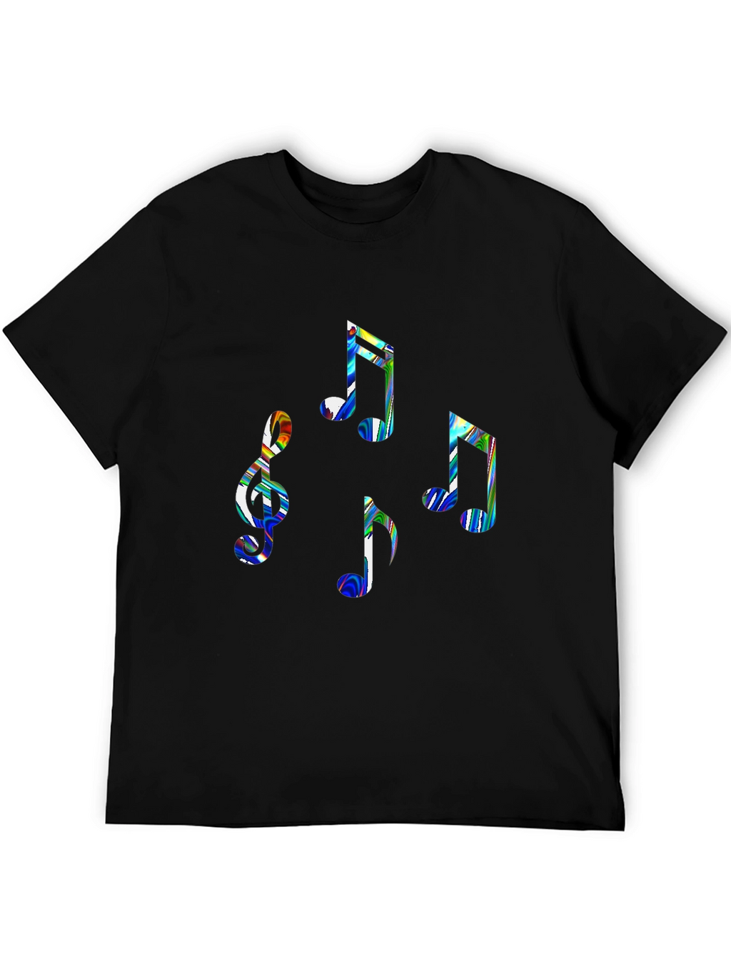 Music Notes Graphic Tee - Stylish Black Cotton T-Shirt