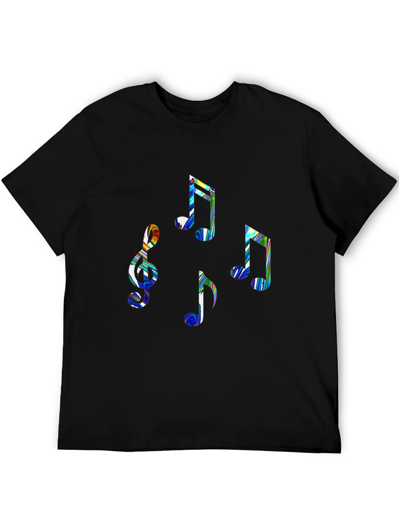 Music Notes Graphic Tee - Stylish Black Cotton T-Shirt