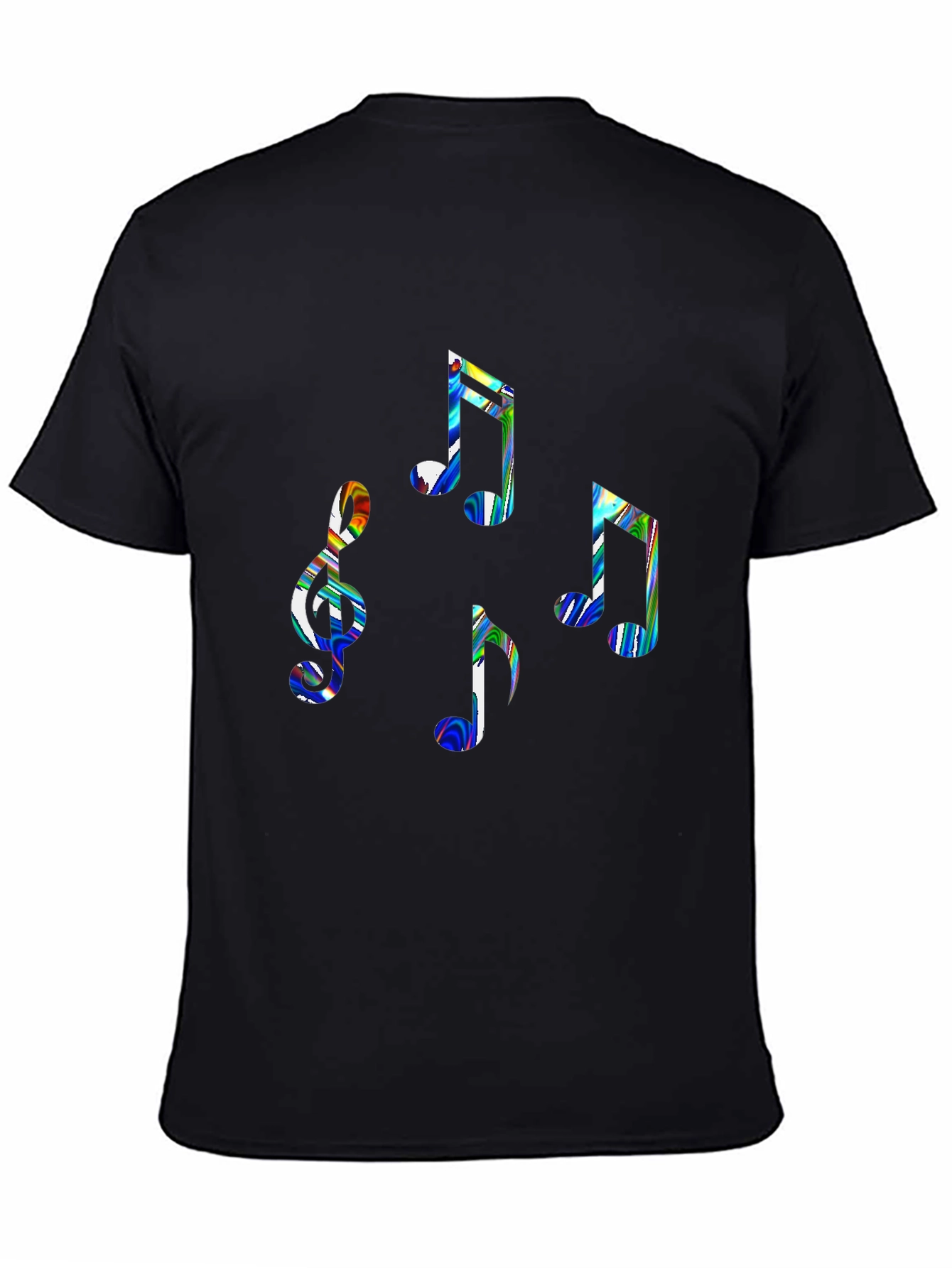 Music Notes Graphic Tee - Stylish Black Cotton T-Shirt