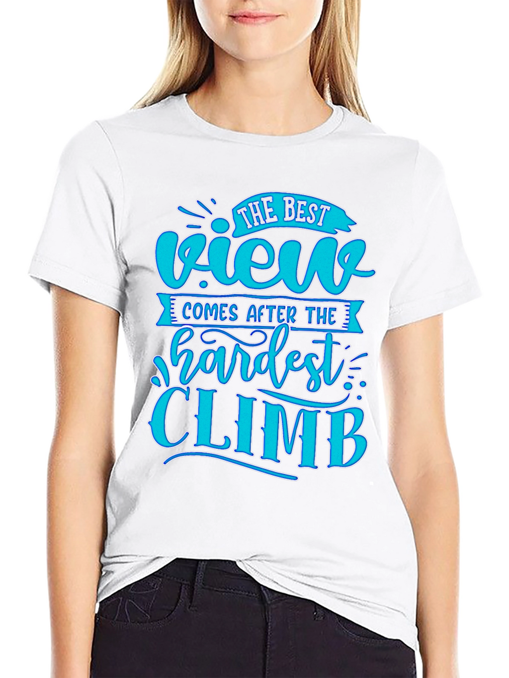 Motivational Black T-Shirt - Best View After Hardest Climb