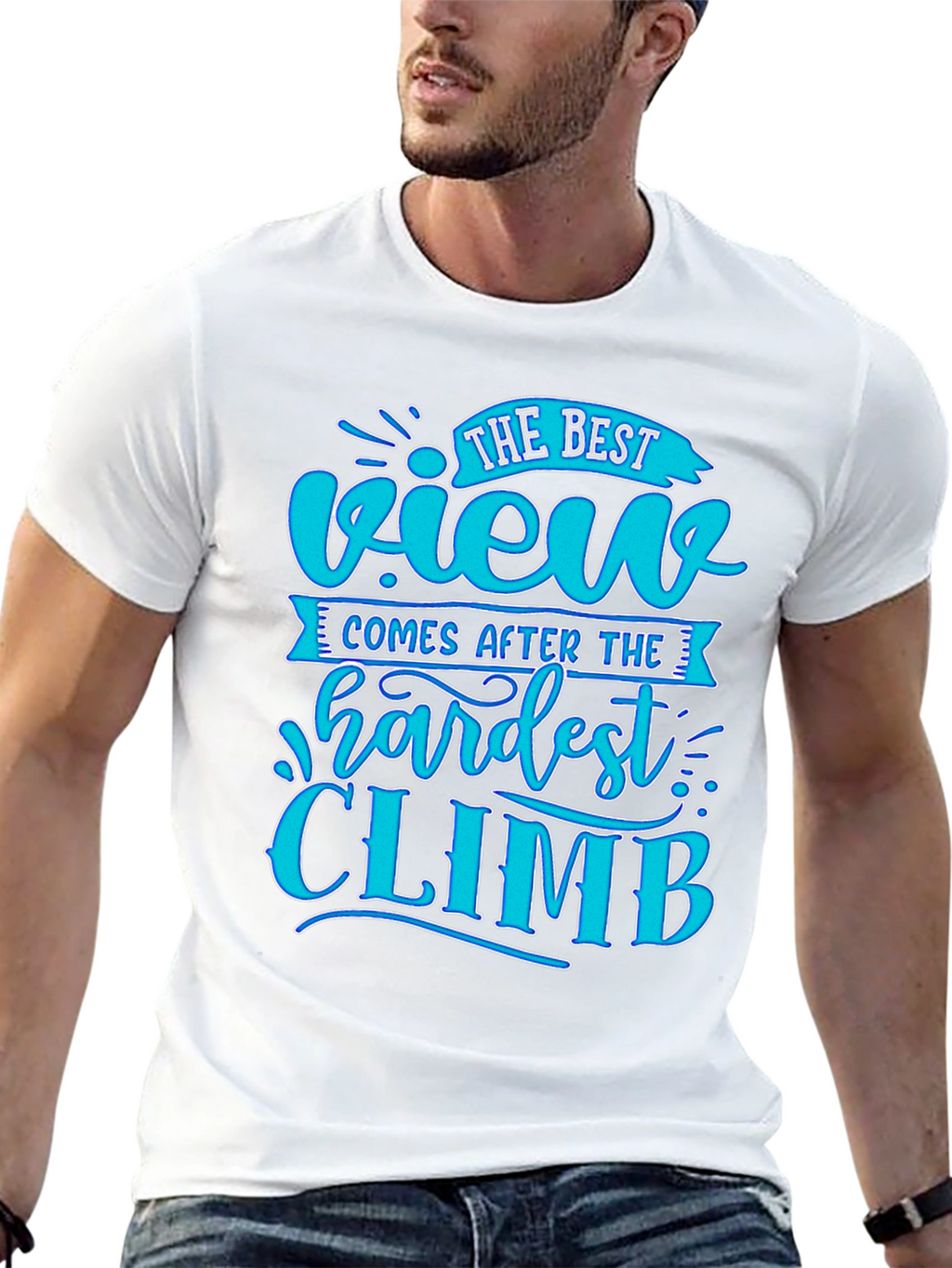 Motivational Black T-Shirt - Best View After Hardest Climb