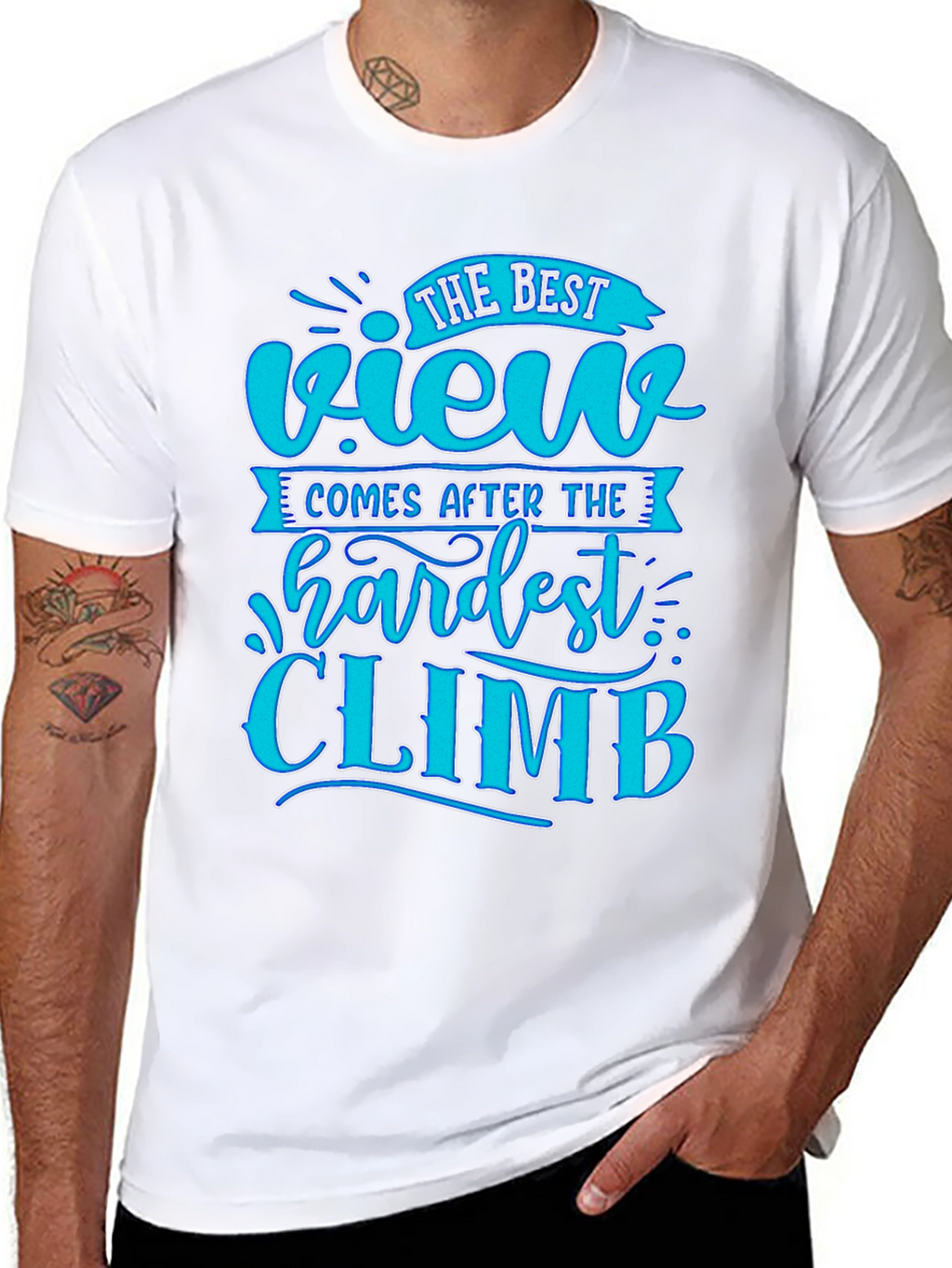 Motivational Black T-Shirt - Best View After Hardest Climb