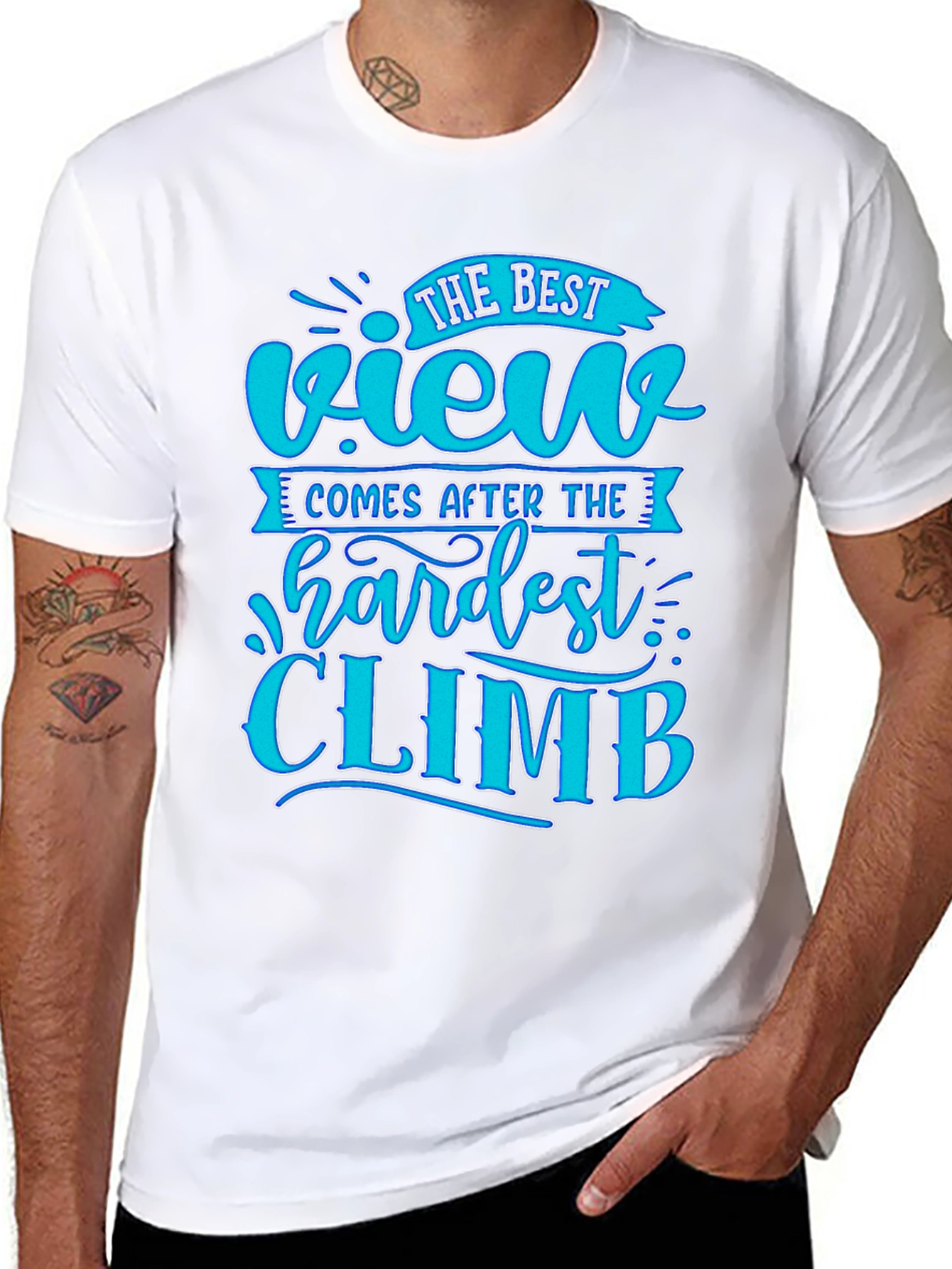 Motivational Black T-Shirt - Best View After Hardest Climb
