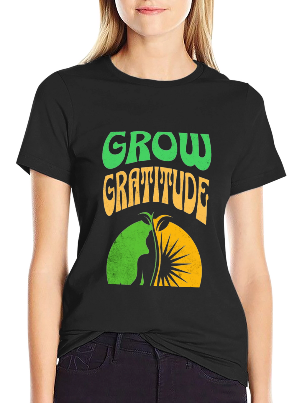 Grow Gratitude Graphic Tee - Black