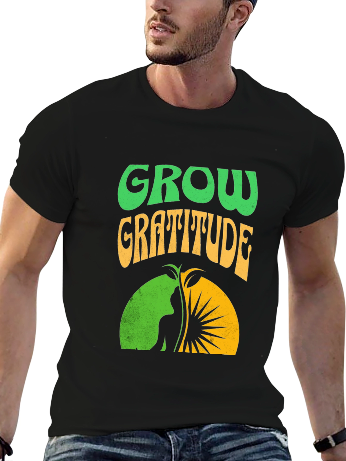 Grow Gratitude Graphic Tee - Black