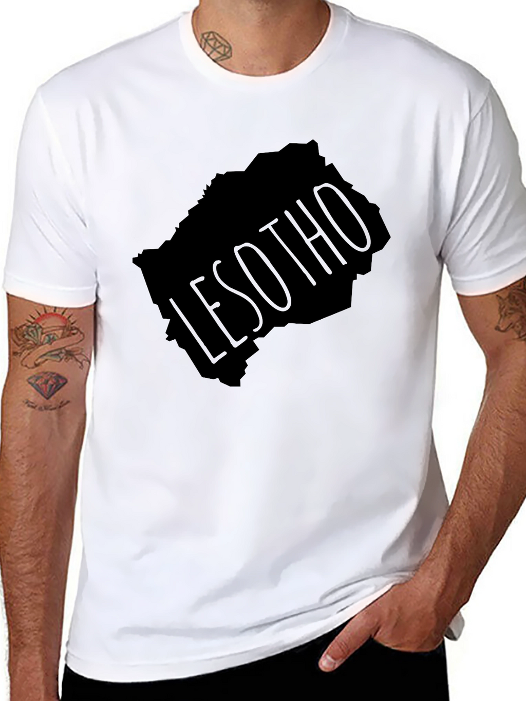 Lesotho Map T-Shirt - Black Graphic Tee