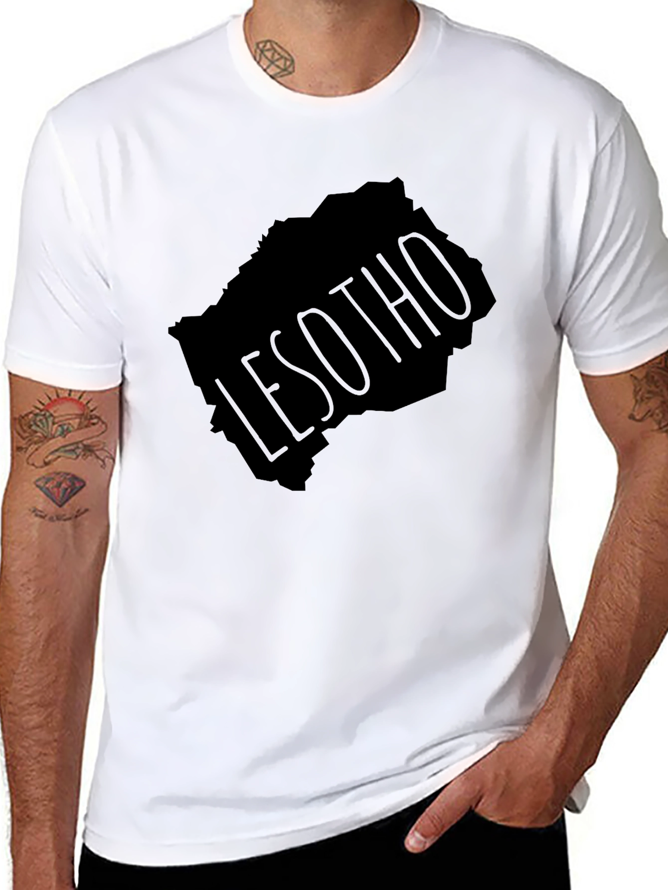 Lesotho Map T-Shirt - Black Graphic Tee