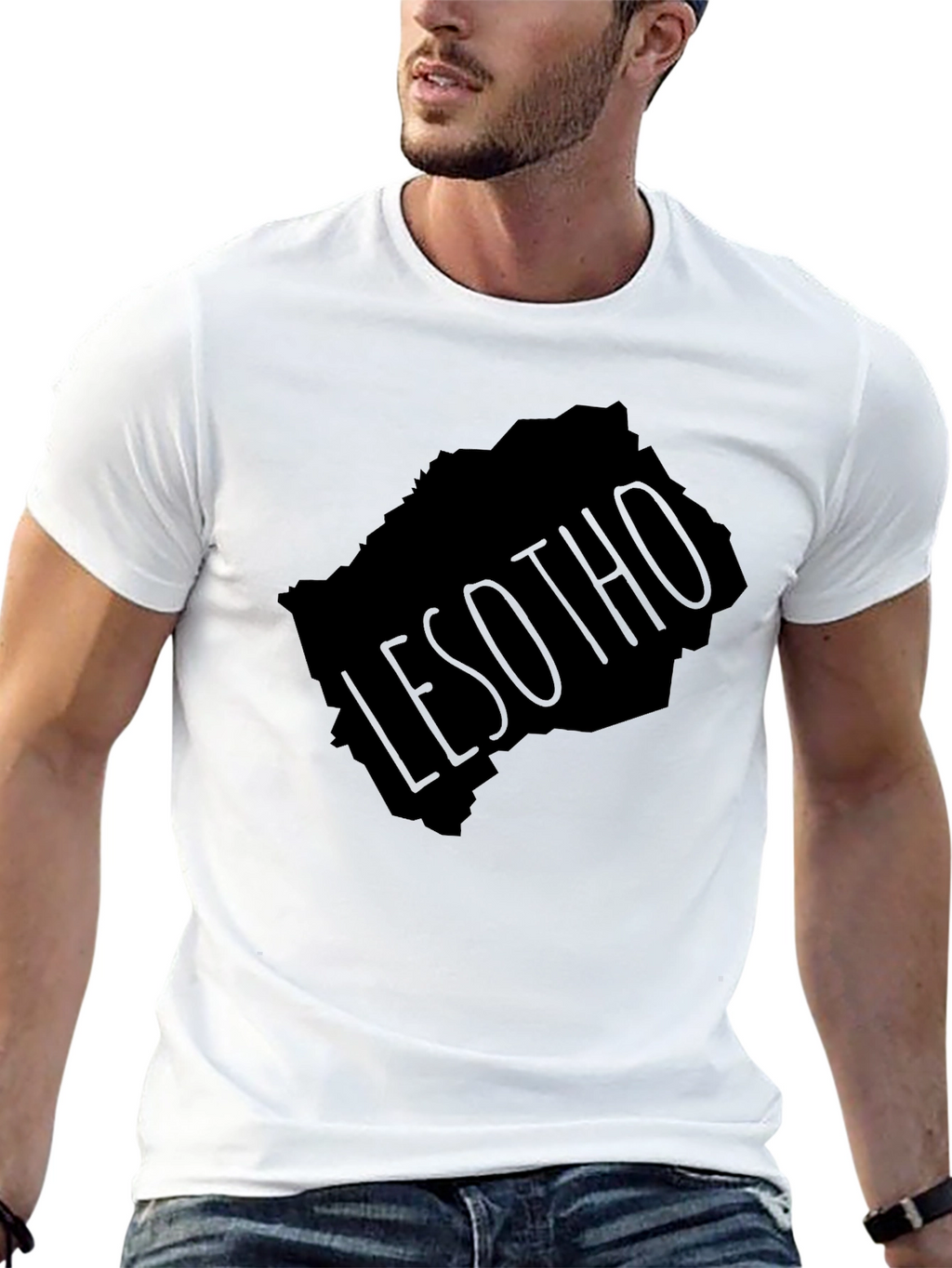 Lesotho Map T-Shirt - Black Graphic Tee