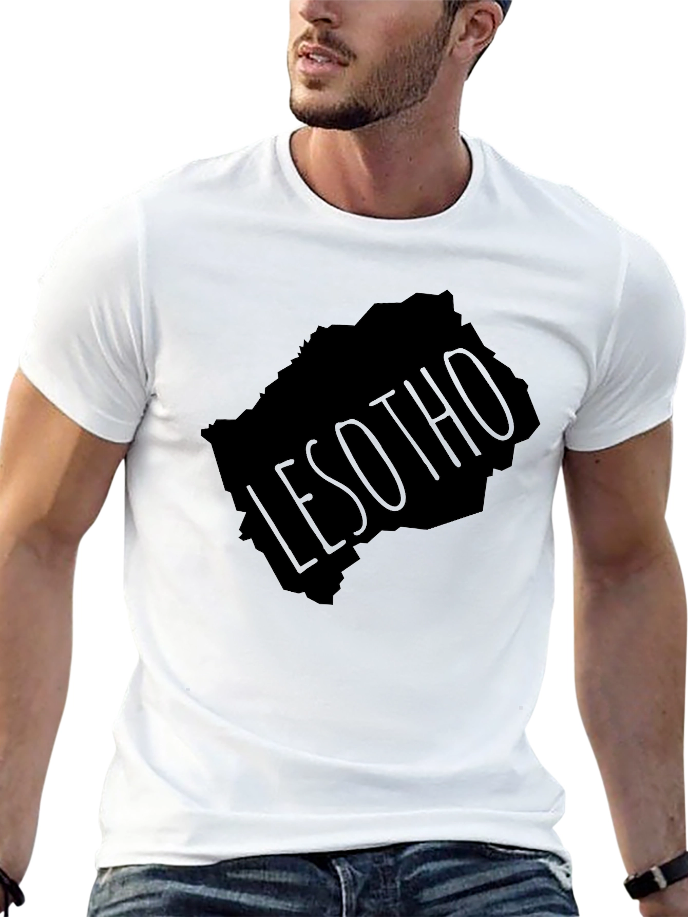 Lesotho Map T-Shirt - Black Graphic Tee