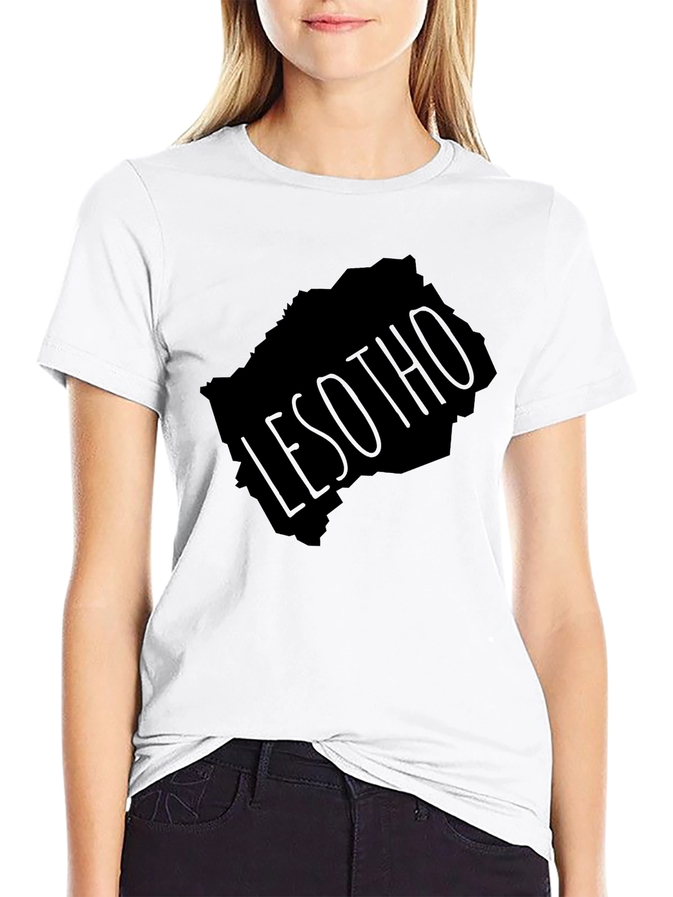 Lesotho Map T-Shirt - Black Graphic Tee
