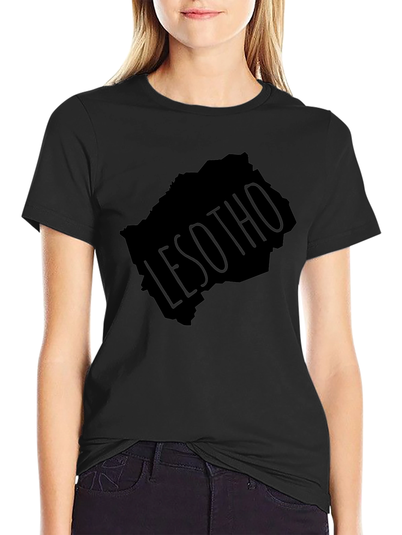 Lesotho Map T-Shirt - Black Graphic Tee