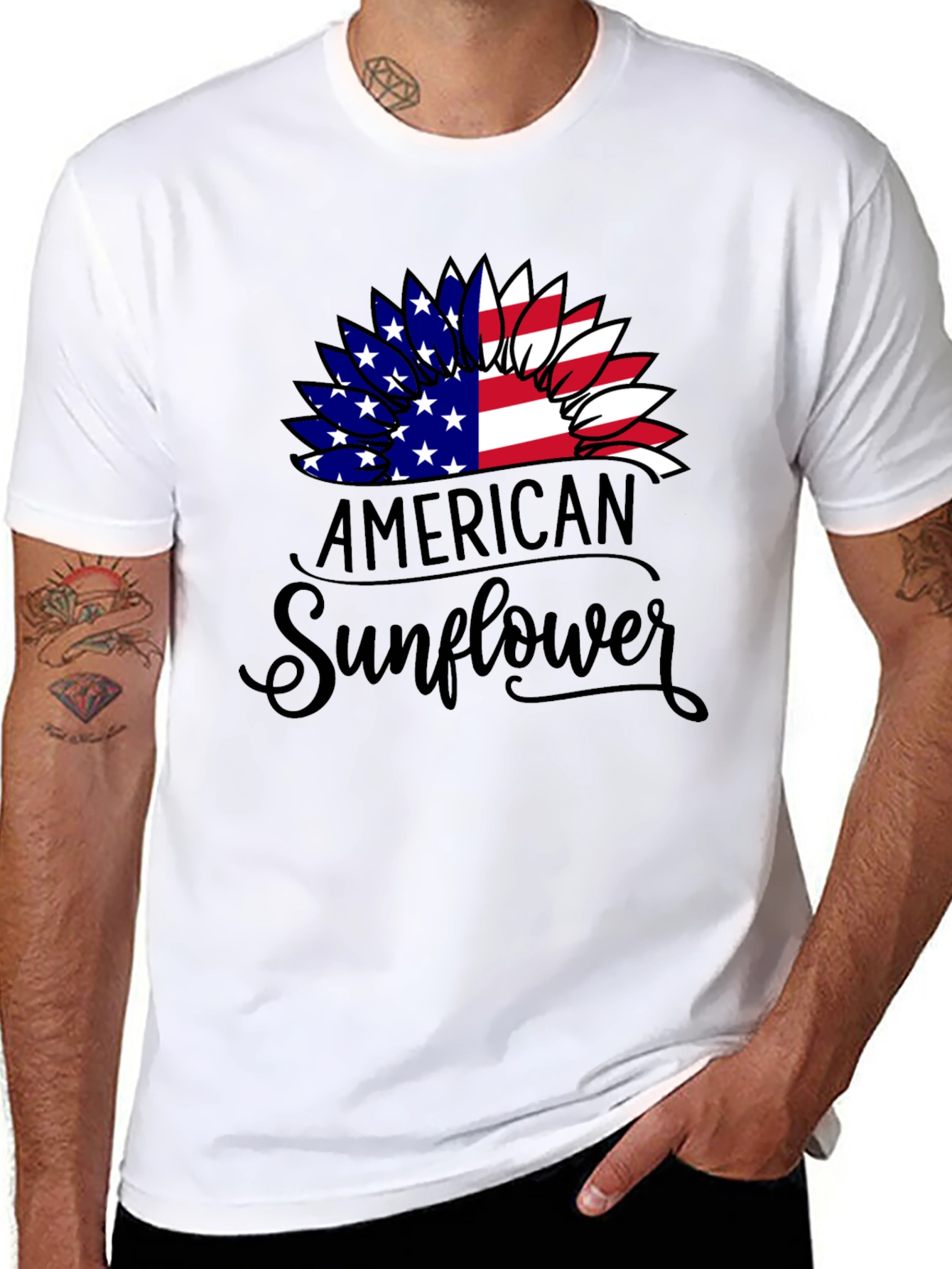 American Sunflower Patriotic Graphic Tee