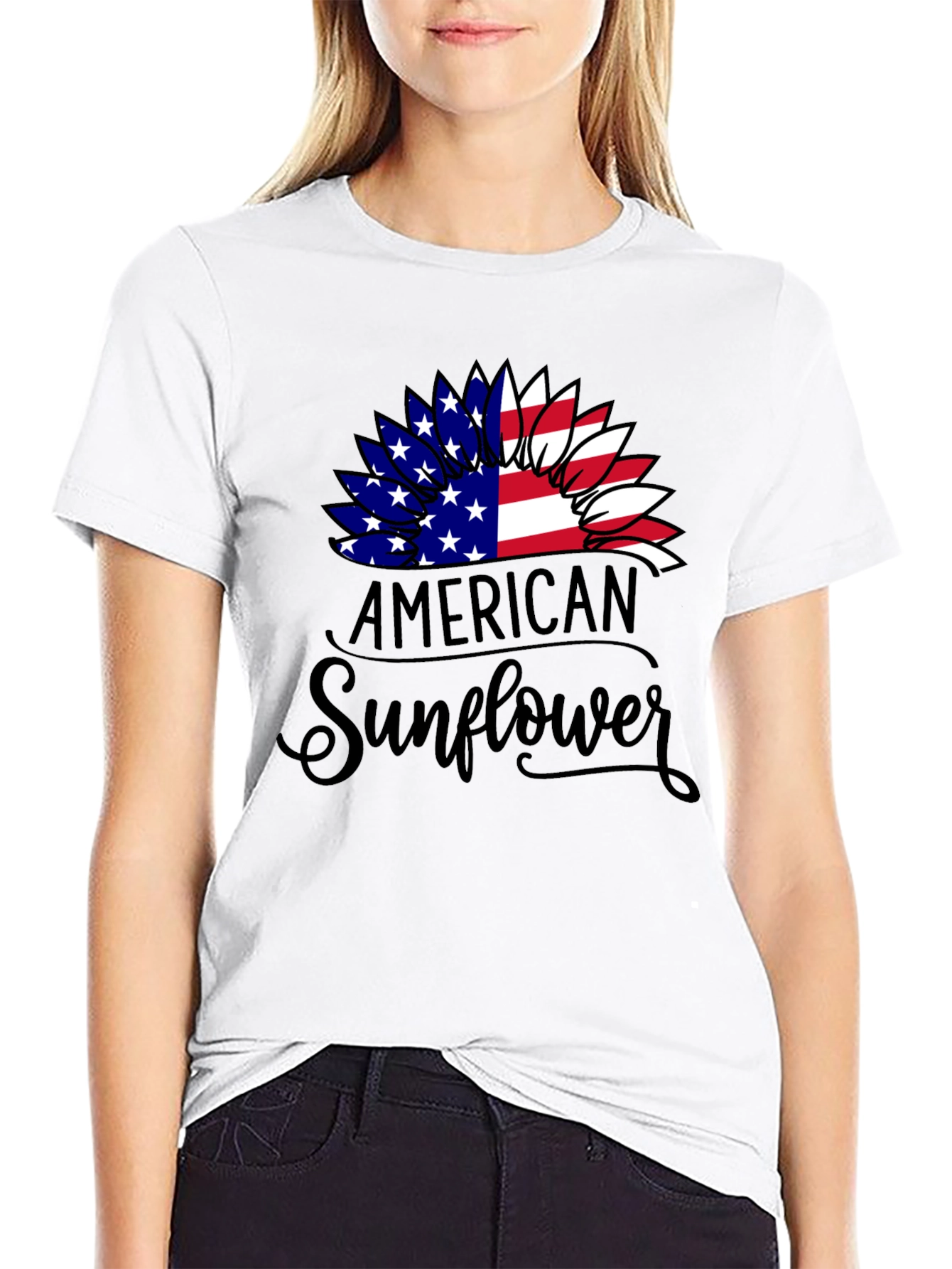 American Sunflower Patriotic Graphic Tee