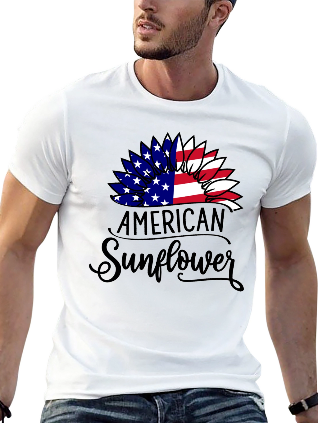 American Sunflower Patriotic Graphic Tee