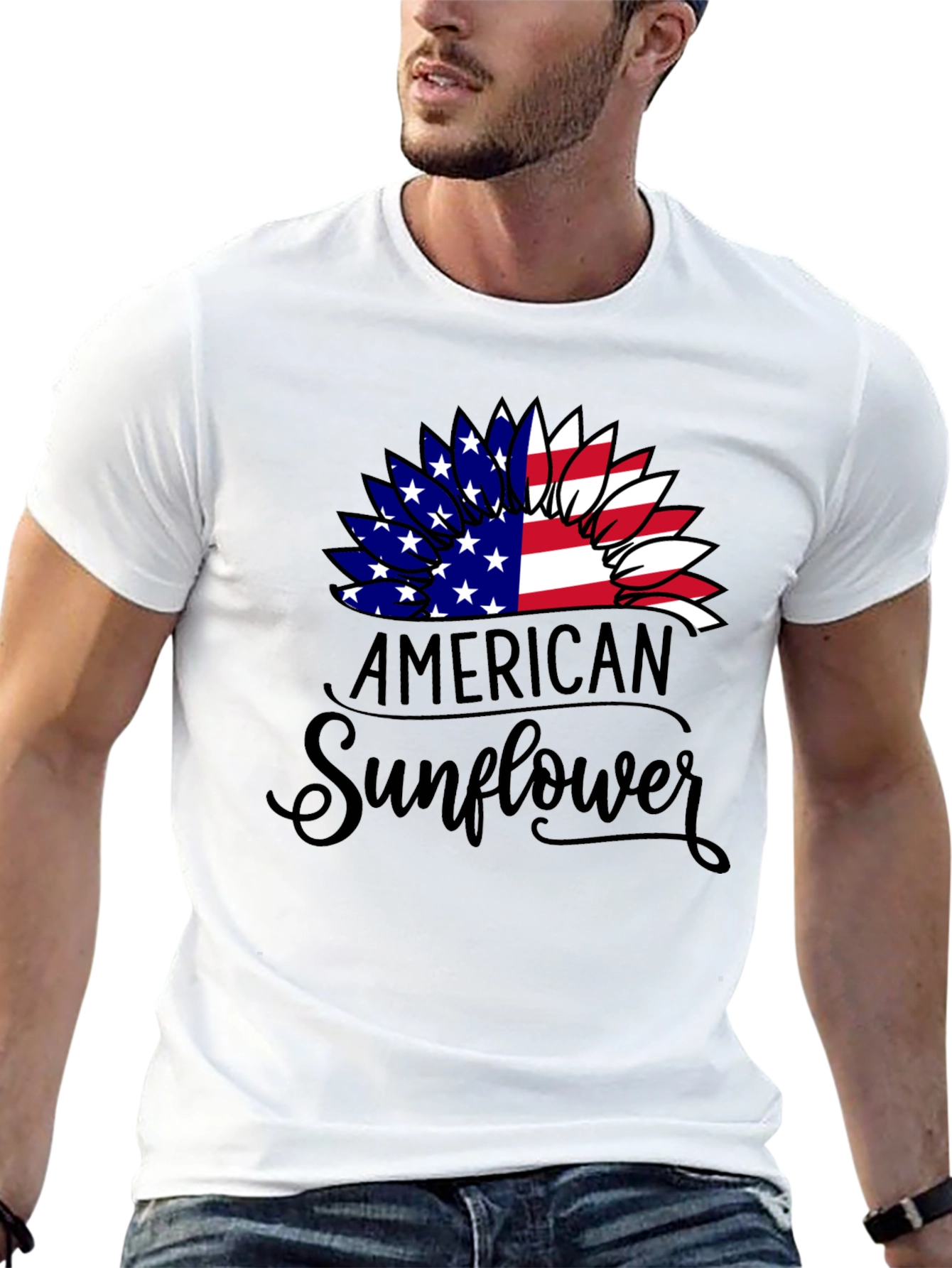 American Sunflower Patriotic Graphic Tee