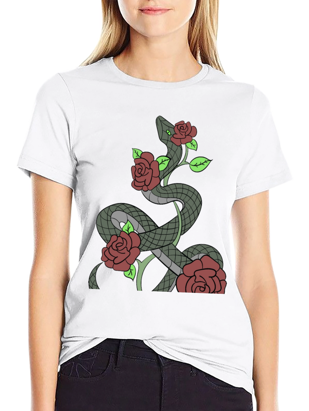 Snake and Roses Graphic T-Shirt