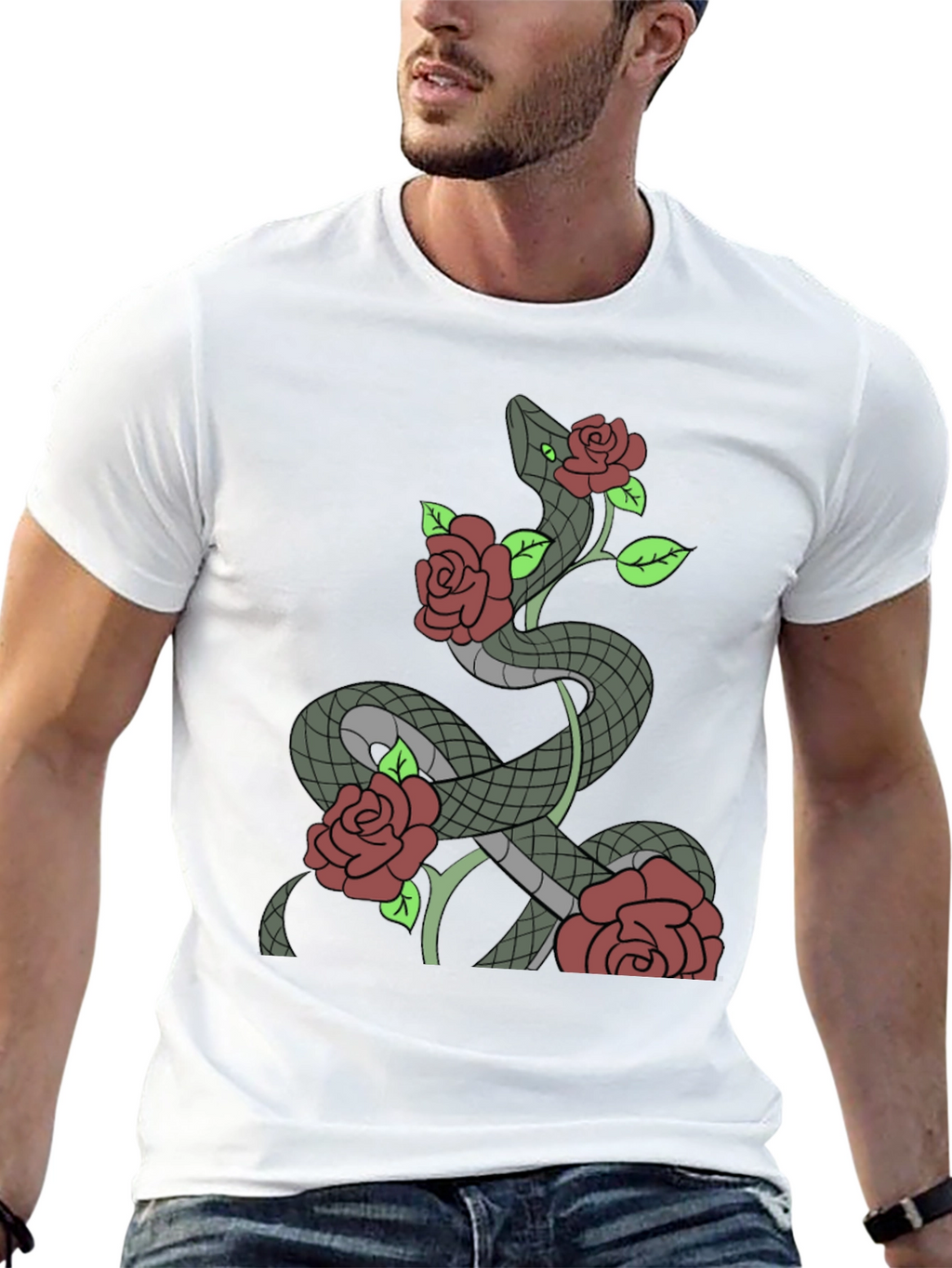 Snake and Roses Graphic T-Shirt
