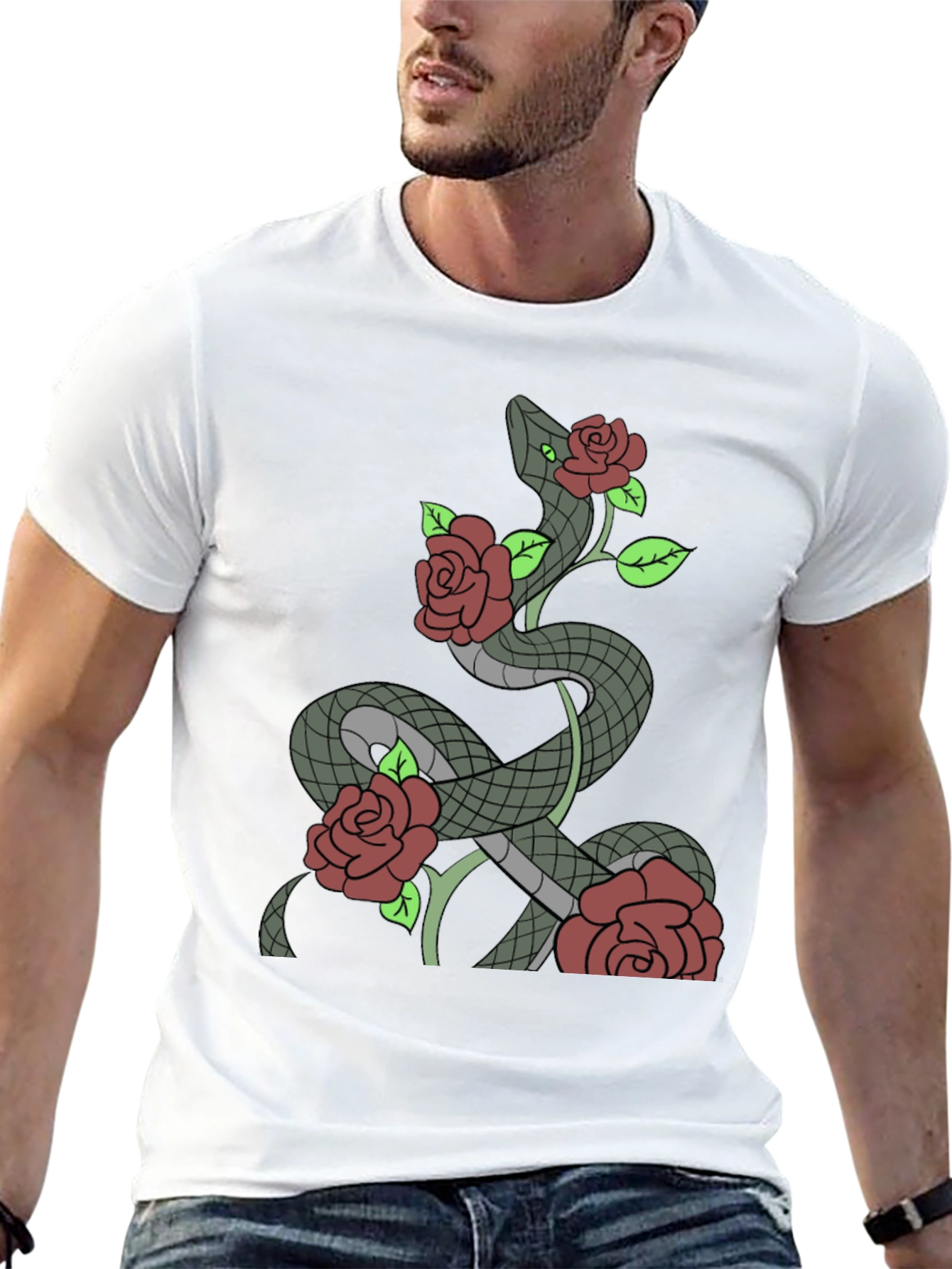 Snake and Roses Graphic T-Shirt