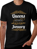 Queens Born in January Black T-Shirt
