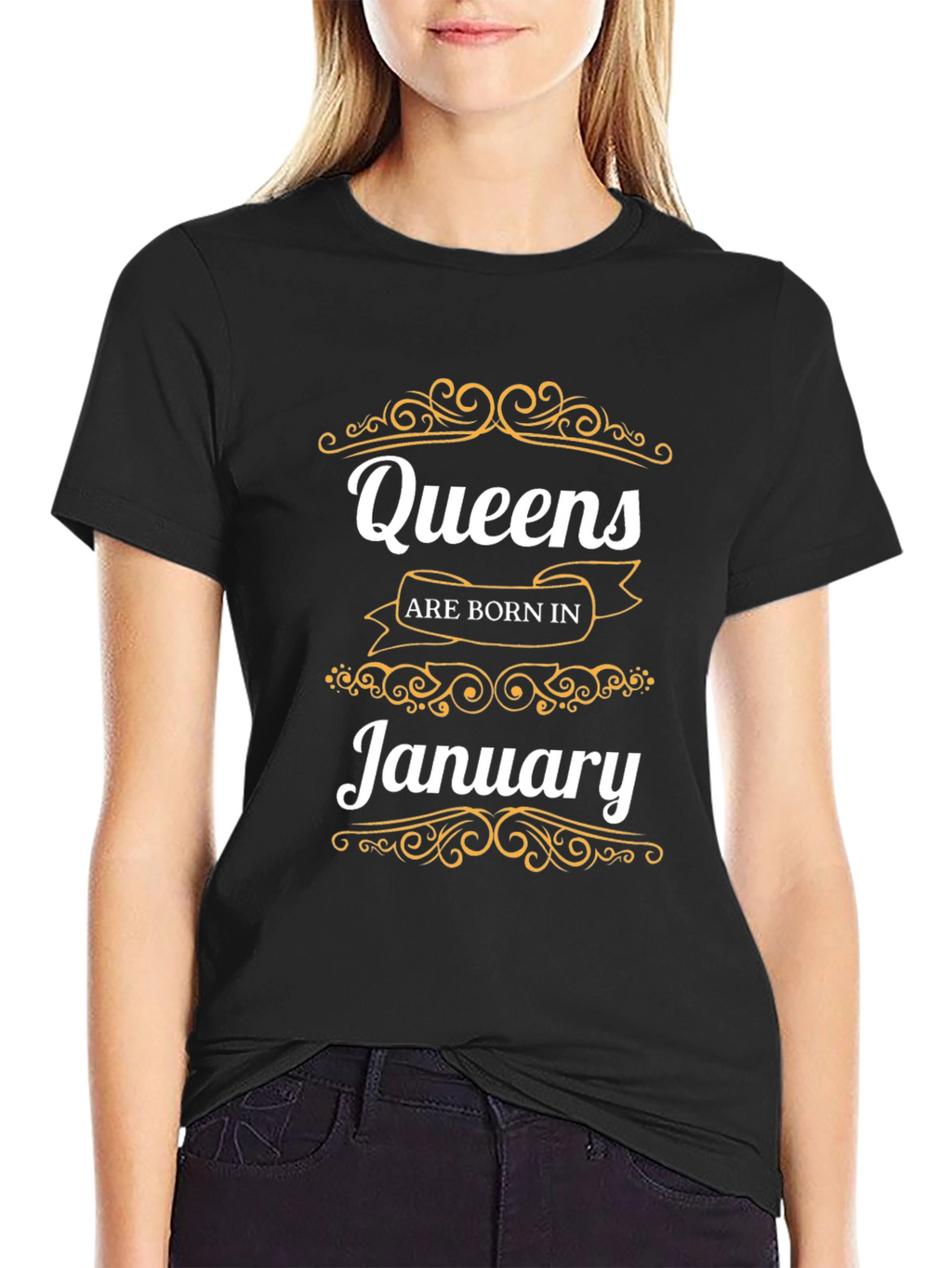 Queens Born in January Black T-Shirt