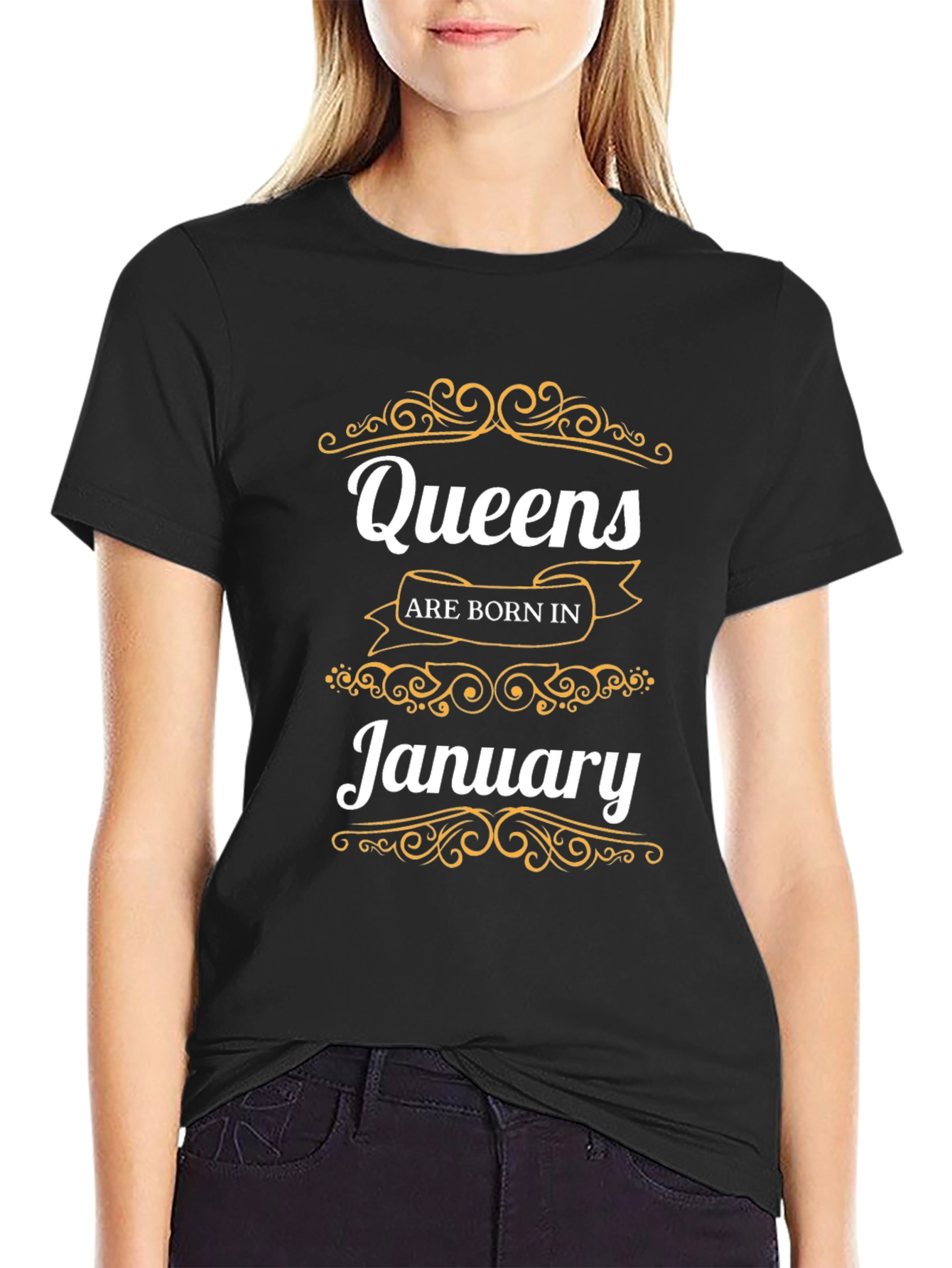 Queens Born in January Black T-Shirt