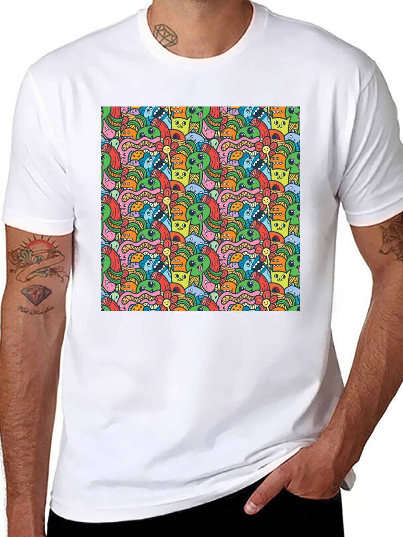 Monster Doodle Graphic Black T-Shirt