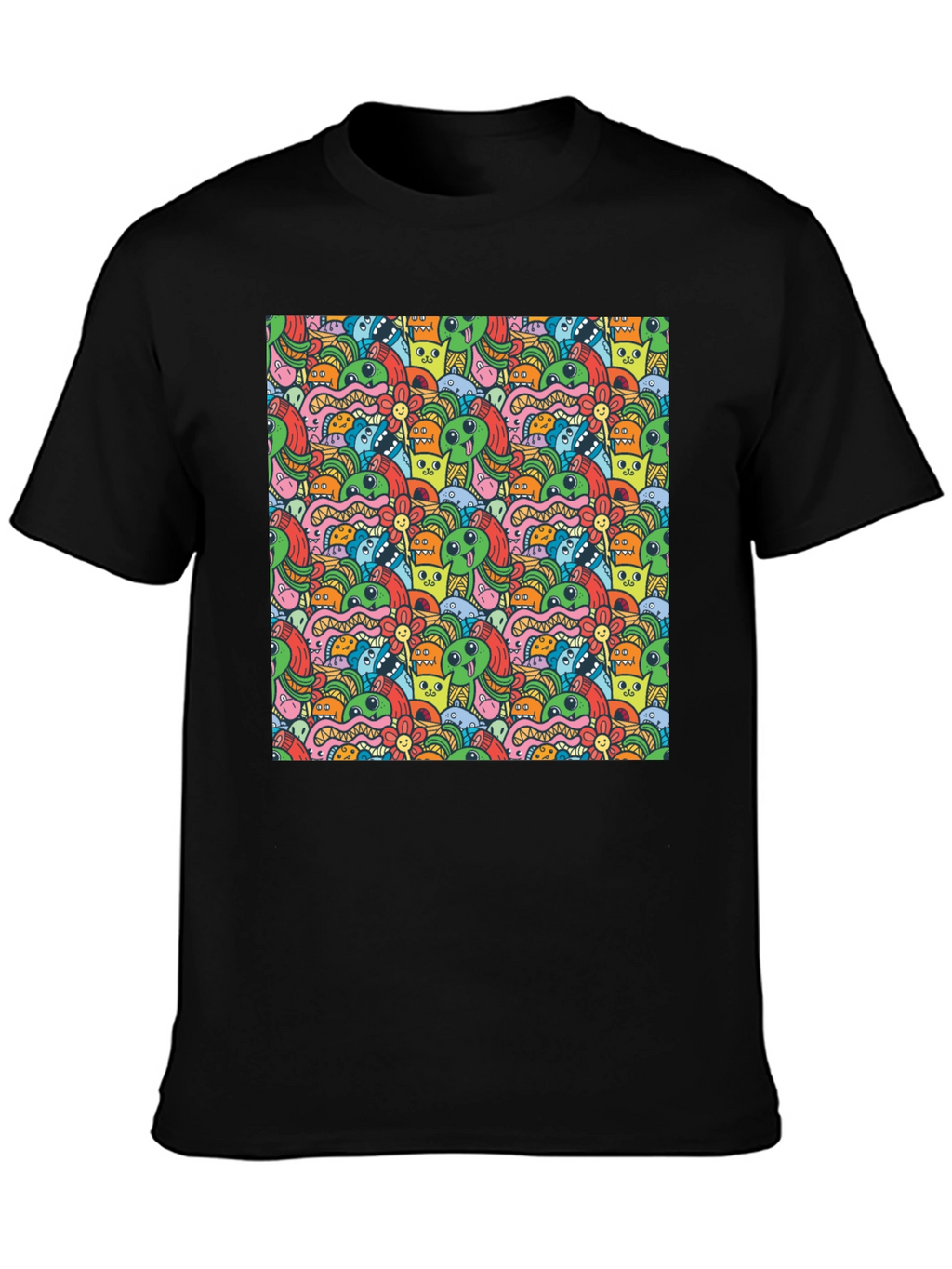Monster Doodle Graphic Black T-Shirt