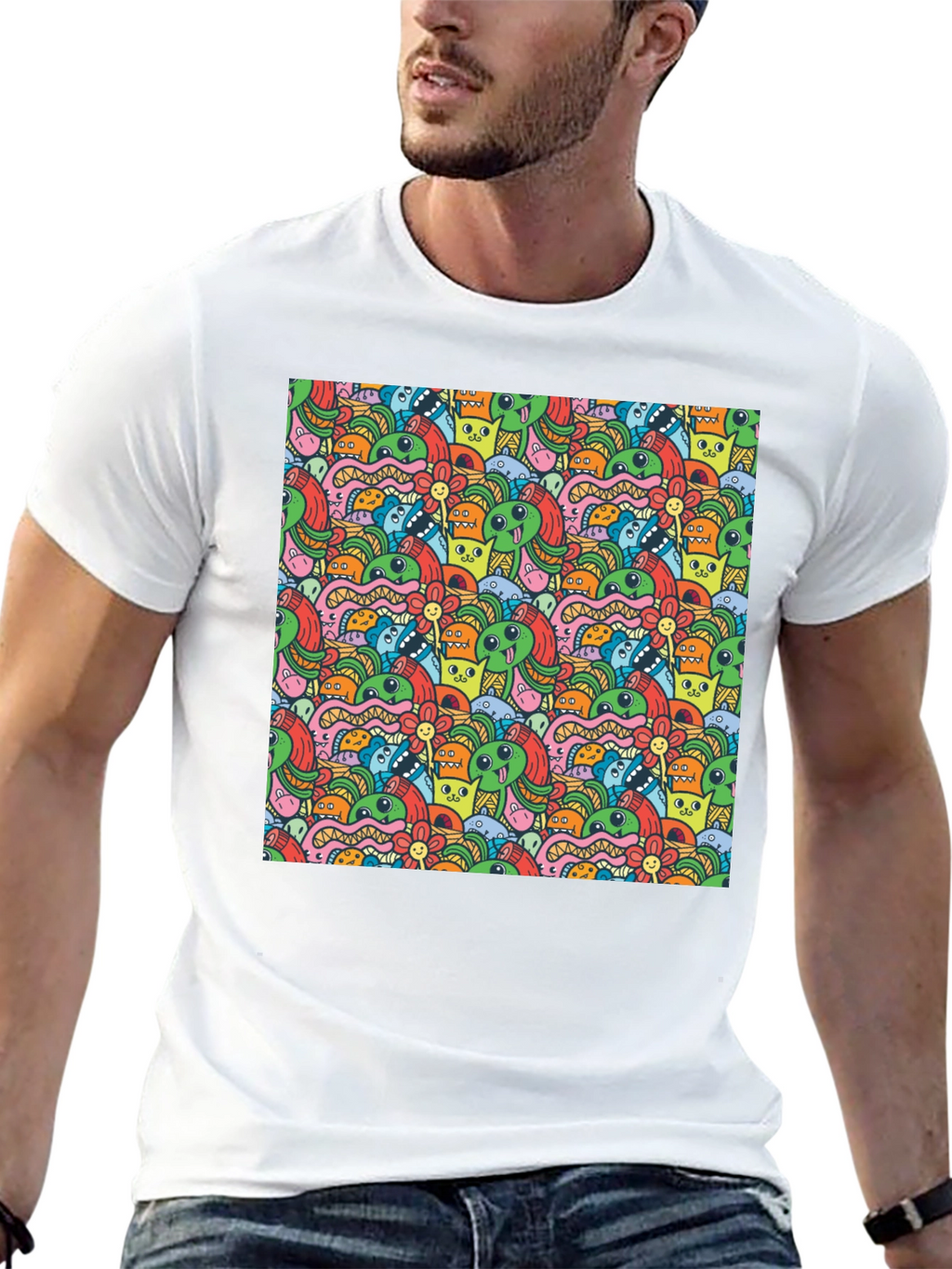 Monster Doodle Graphic Black T-Shirt