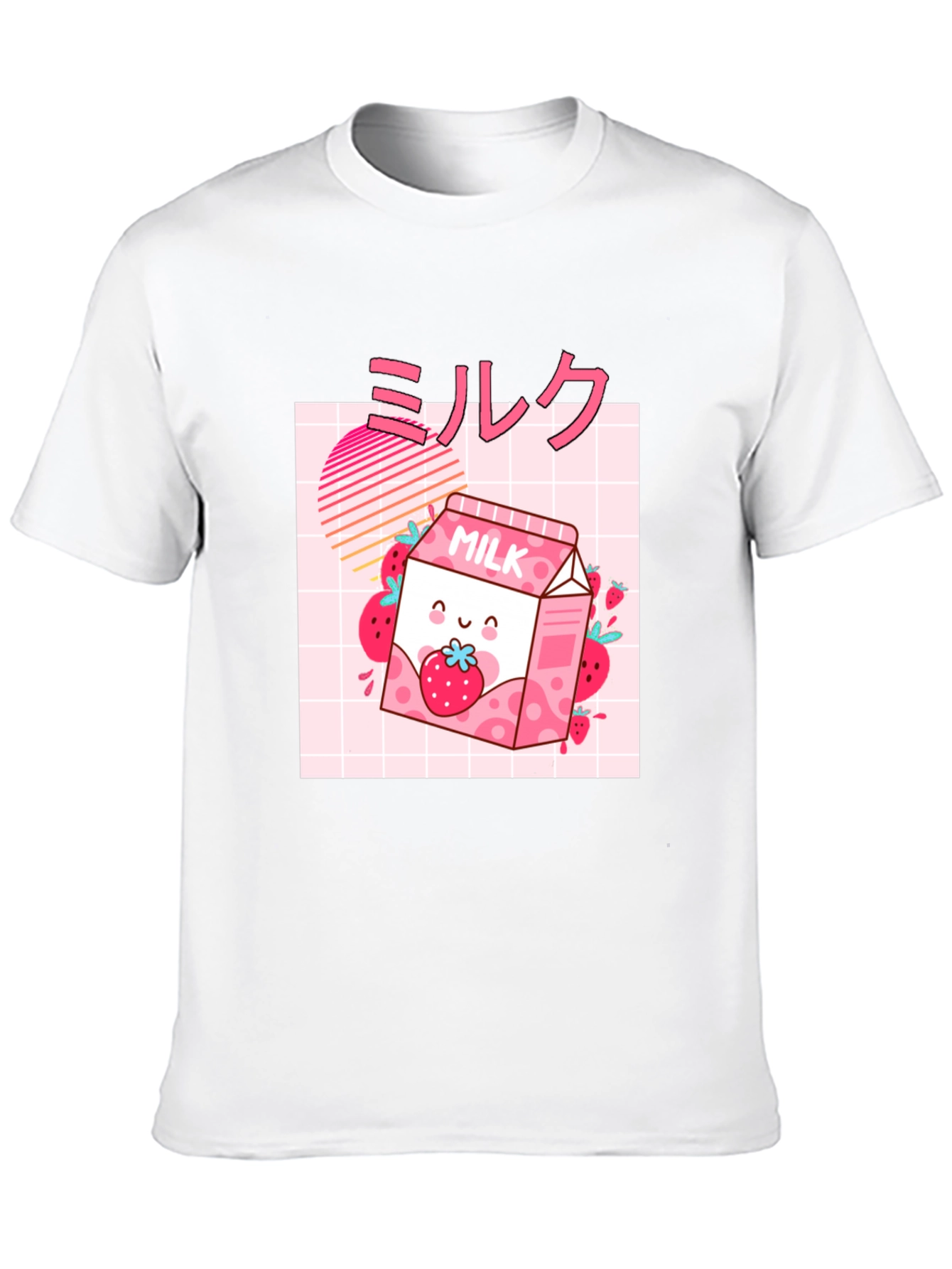 Strawberry Milk Kawaii Graphic Tee - Black