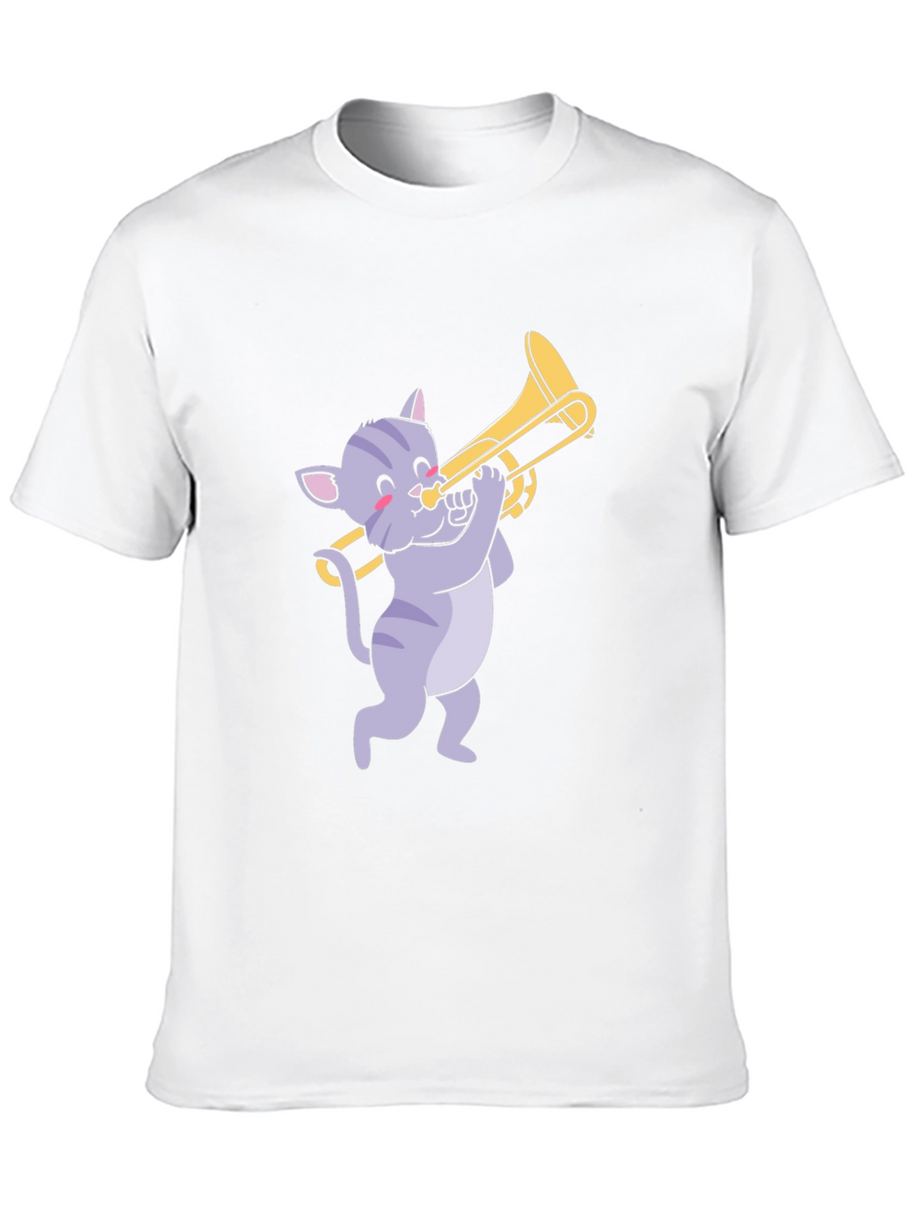 Cat Trombone Player Graphic T-Shirt