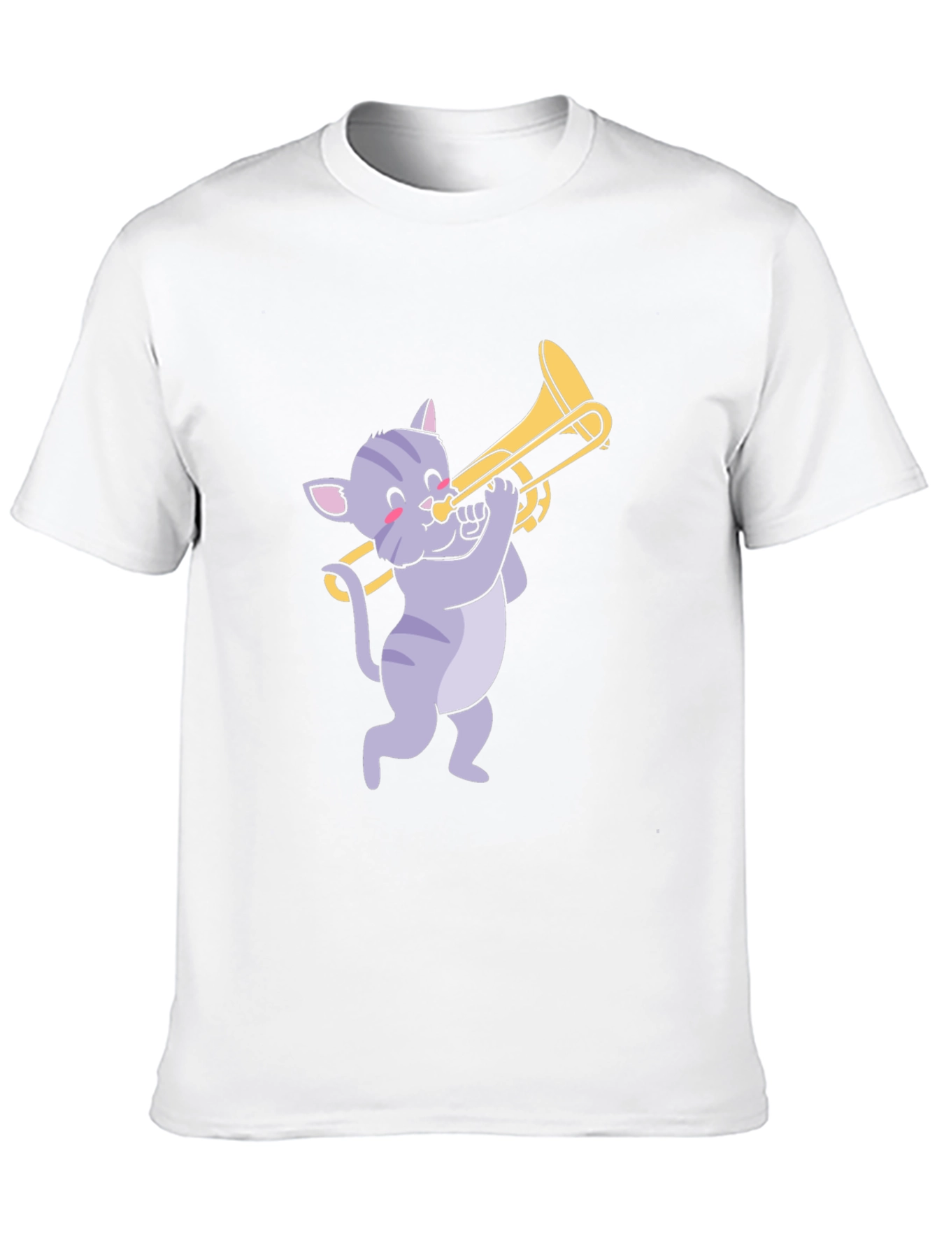 Cat Trombone Player Graphic T-Shirt
