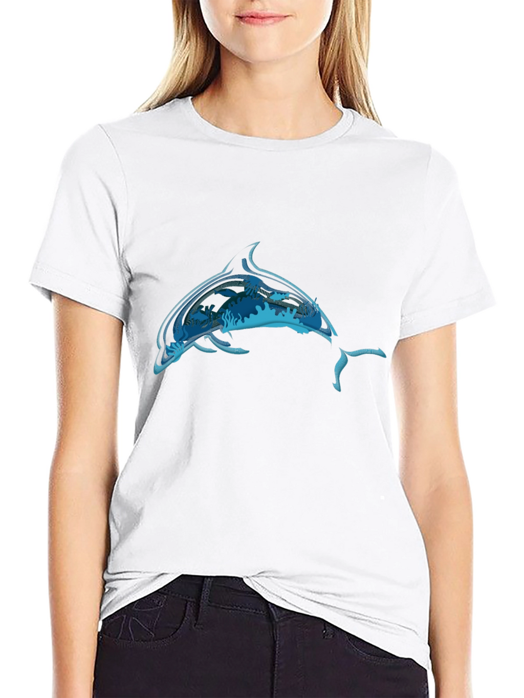 Ocean Dolphin Graphic Black T-Shirt