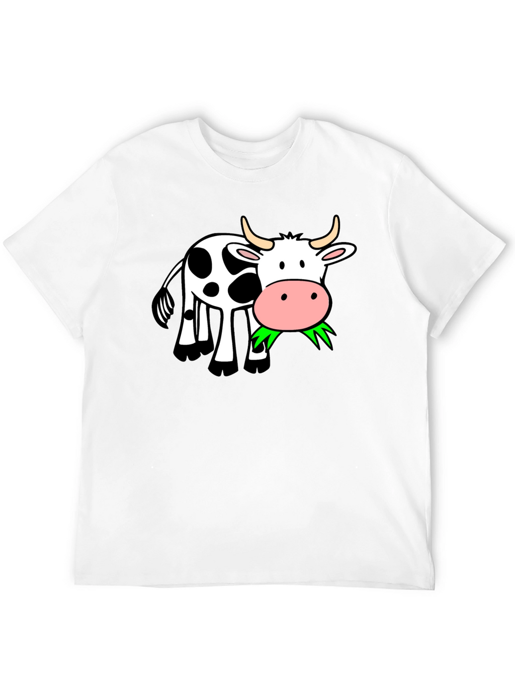 Cow Eating Grass Black T-Shirt