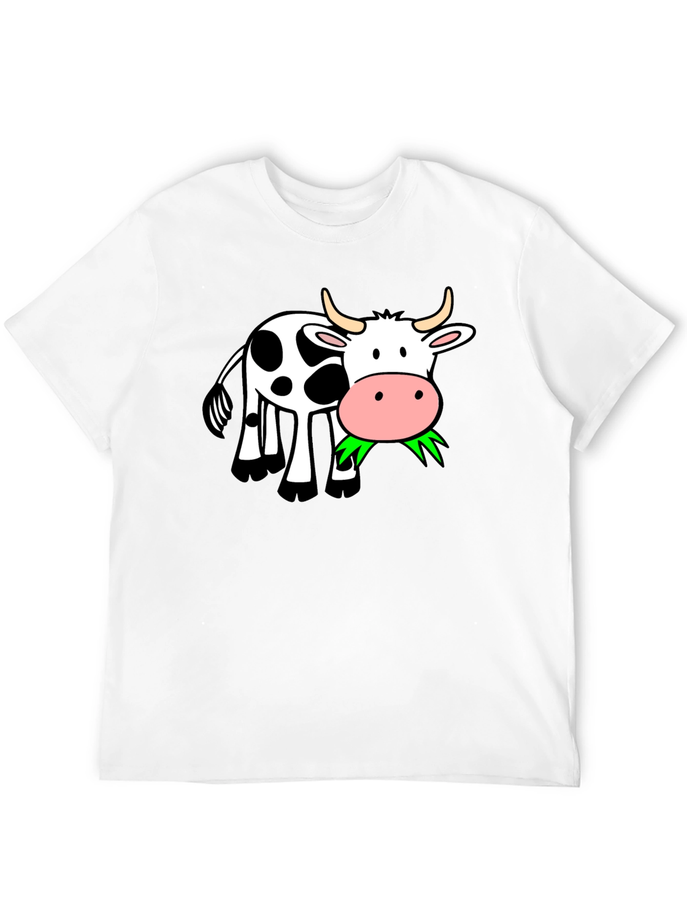 Cow Eating Grass Black T-Shirt