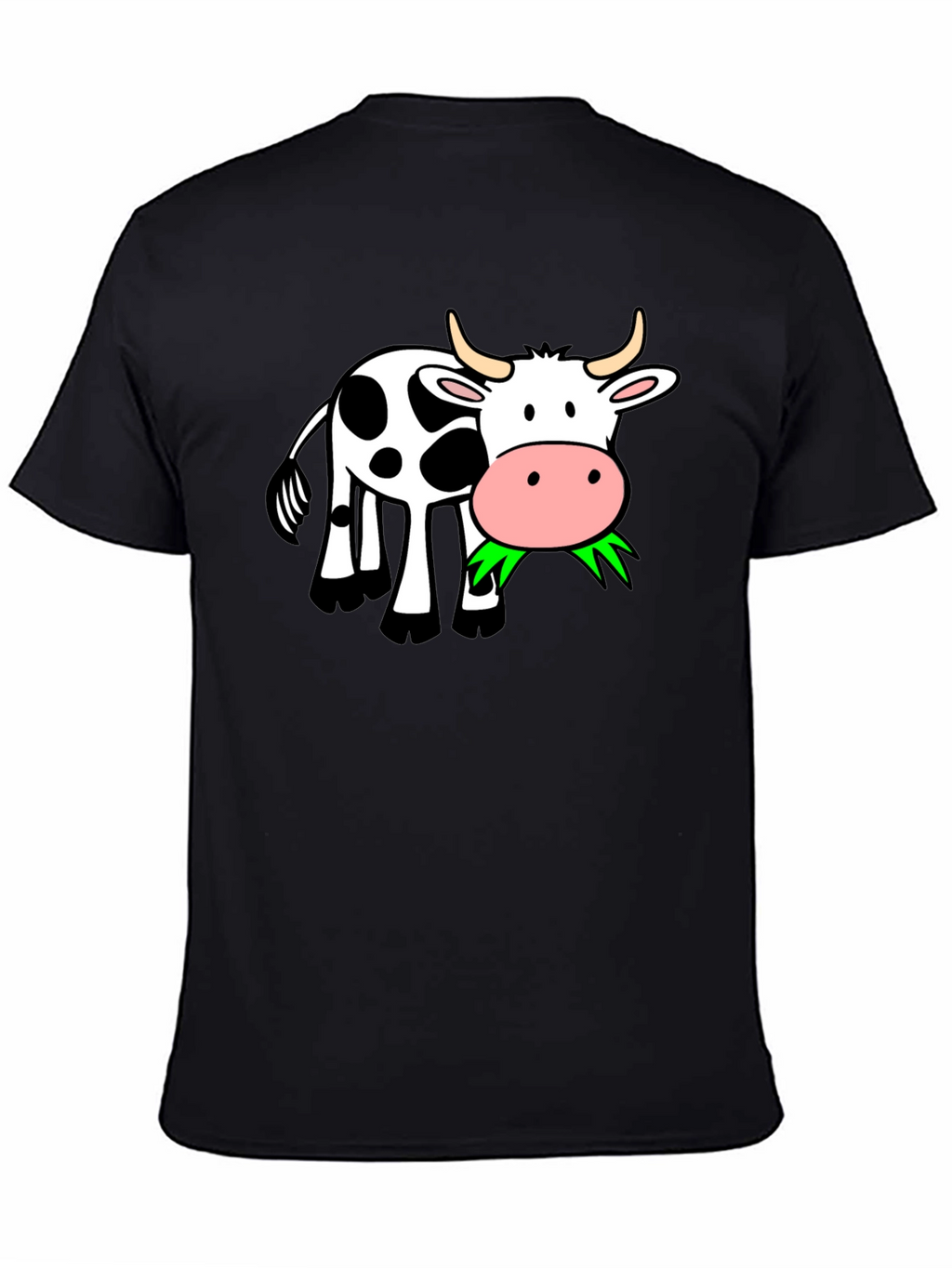 Cow Eating Grass Black T-Shirt