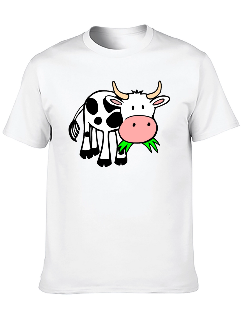 Cow Eating Grass Black T-Shirt