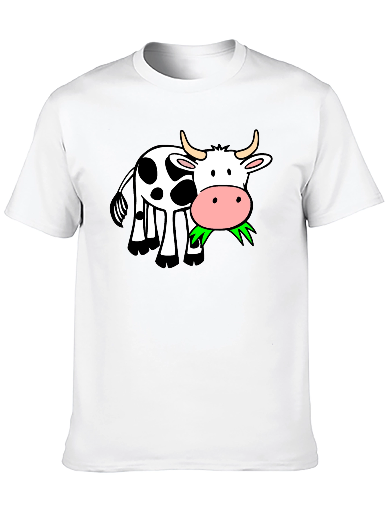 Cow Eating Grass Black T-Shirt