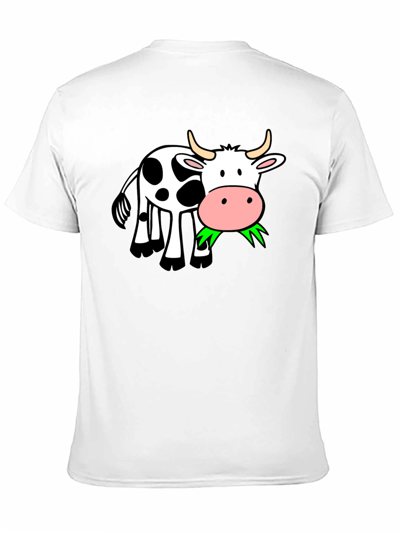Cow Eating Grass Black T-Shirt