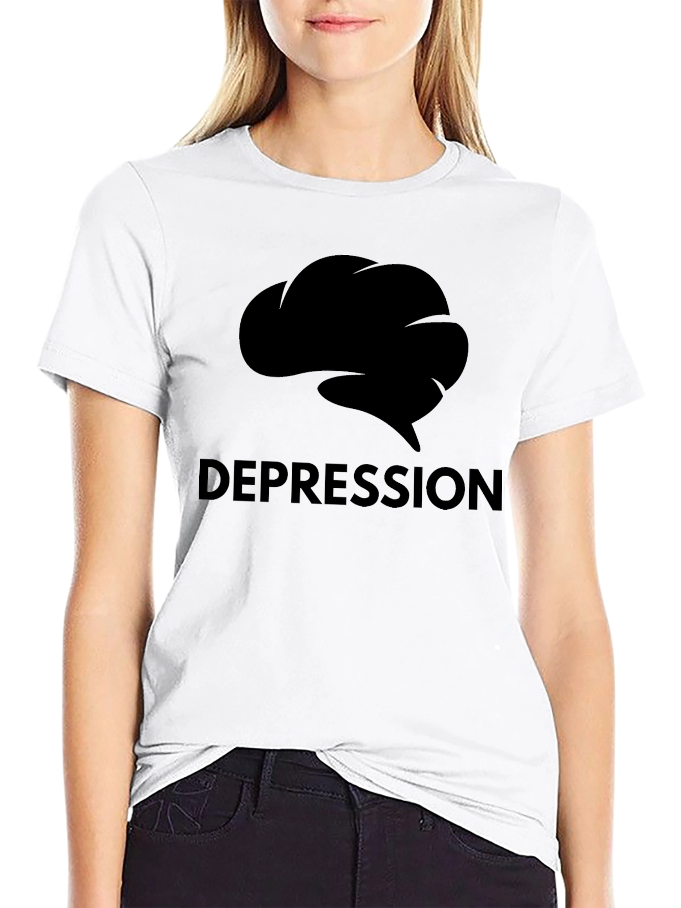 Depression Brain Graphic Tee - Black Short Sleeve