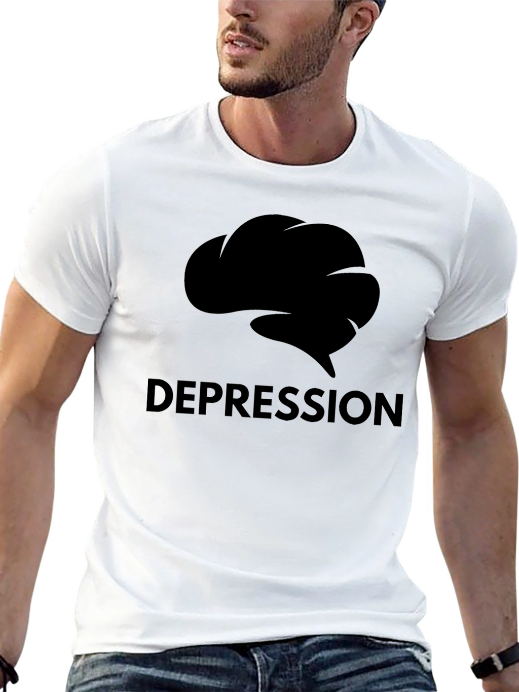 Depression Brain Graphic Tee - Black Short Sleeve