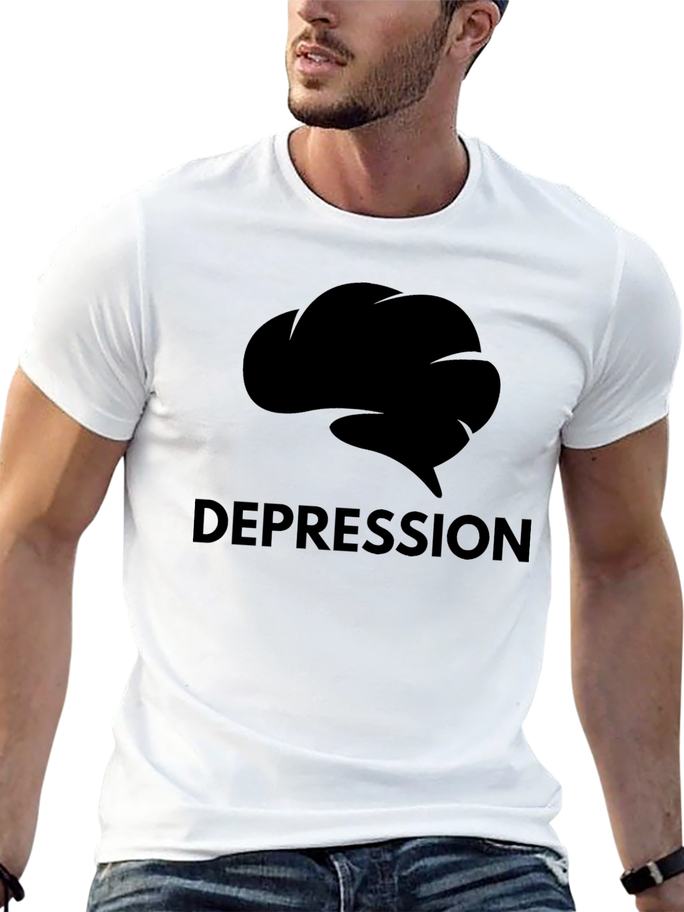 Depression Brain Graphic Tee - Black Short Sleeve